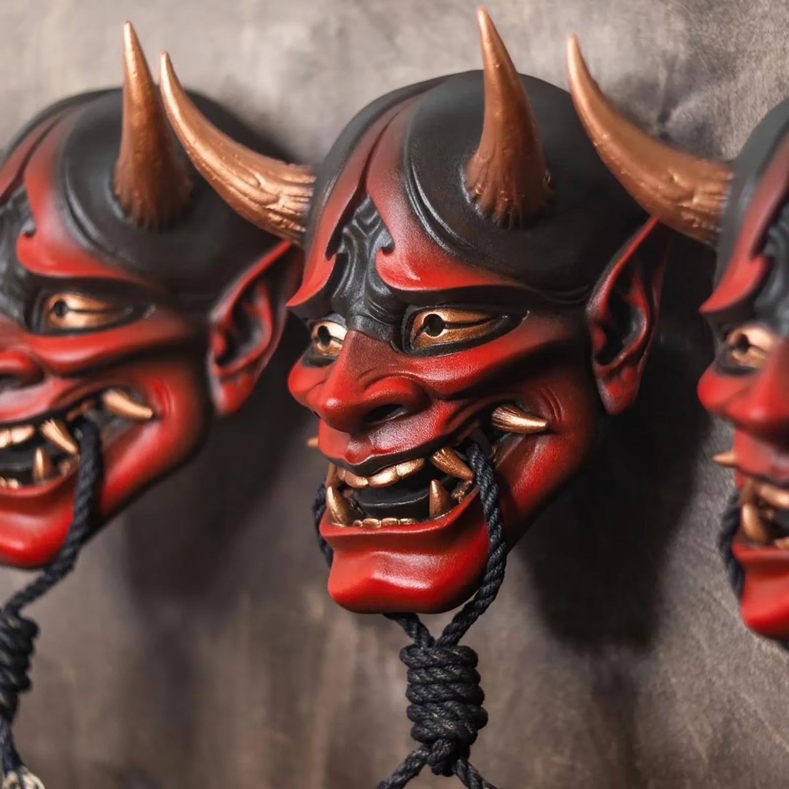 Japanese Prajna Oni Latex Mask Cosplay Samurai Noh Kabuki Assassin Demon Ghosts Face Creepy Masks Halloween Party Costume Props